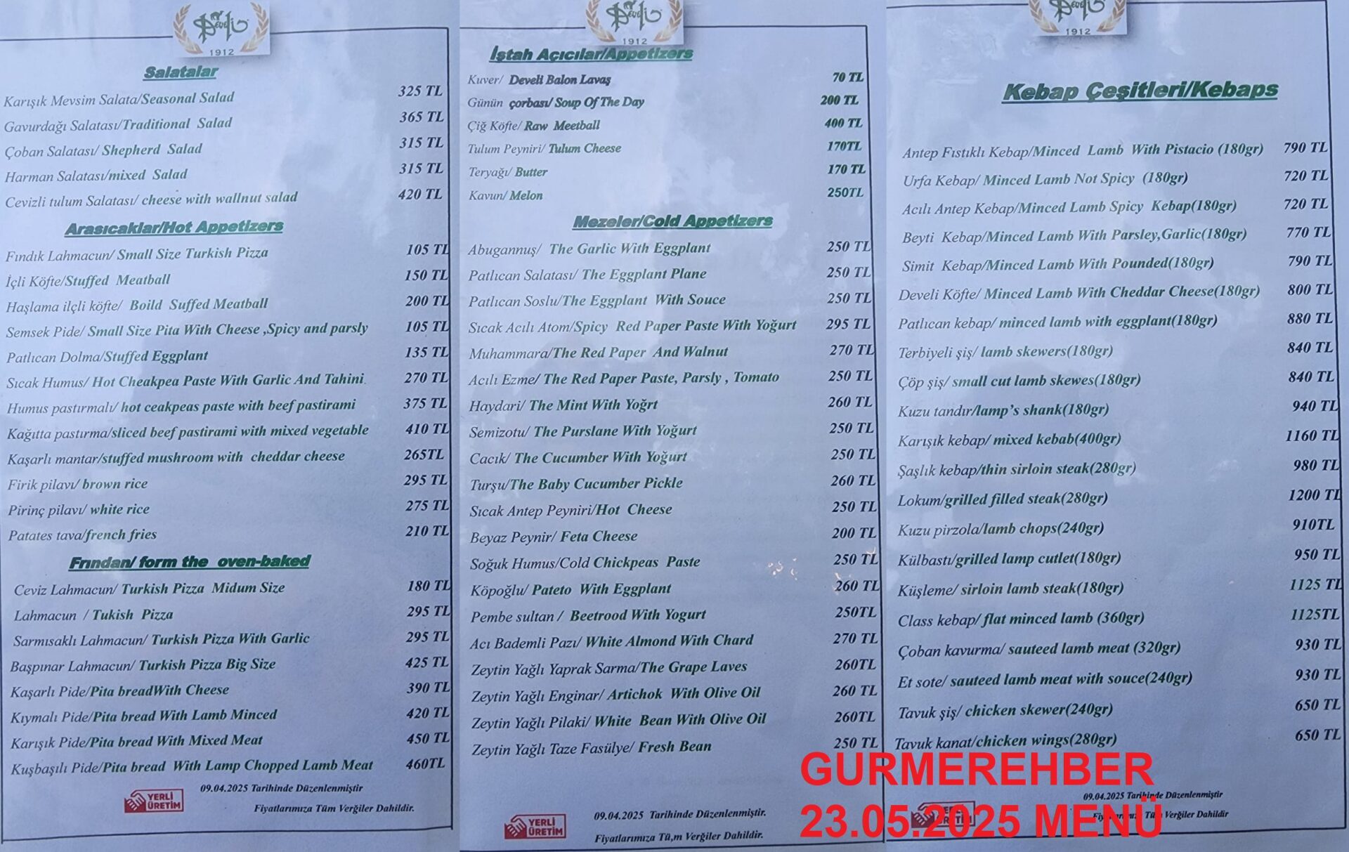 Develi Etiler Mayıs 2025 Menü Görseli 2