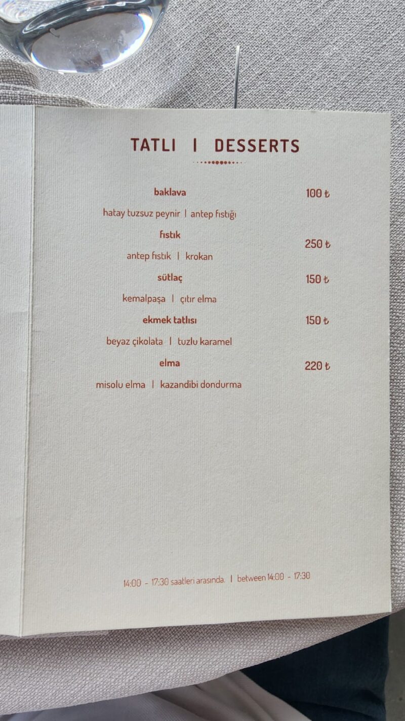 7 mila restaurant sultanahmet tatlı menüsü