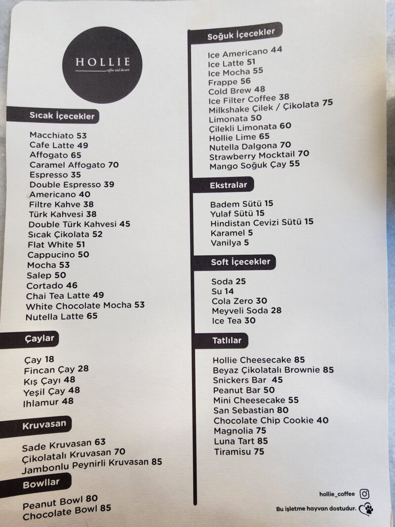Hollie Cafe Moda Nisan 2023 Menü