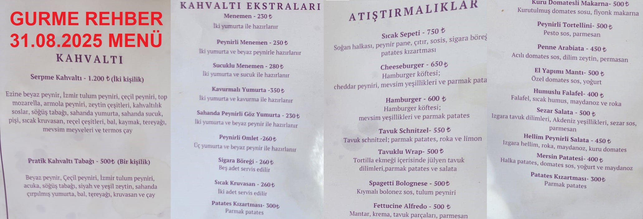 Lavantalı Konak İzmir Seferihisar Ağustos 2025 Menü Görseli