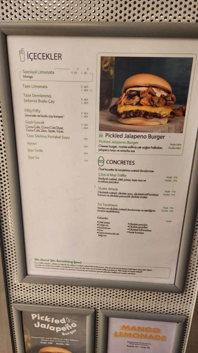 Shake Shack İstinye Park Temmuz 2023 Menü 2