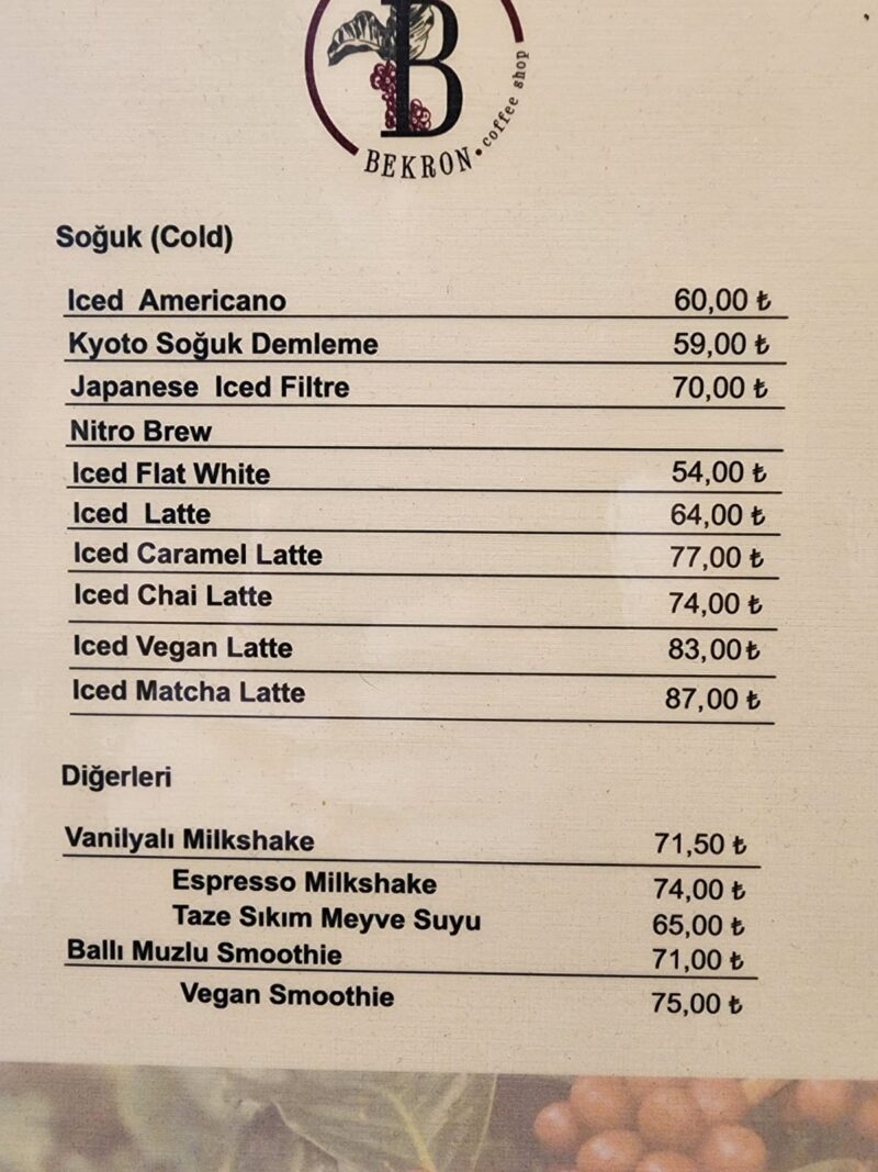 Bekron Coffee Shop Caddebostan Menü Görseli