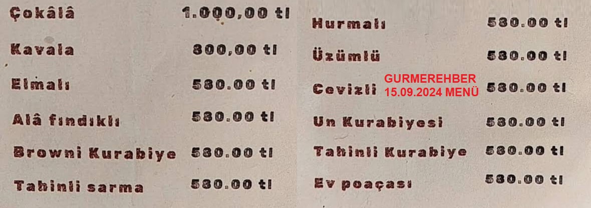 Feyzala Kurabiye Eylül 2024 Menü