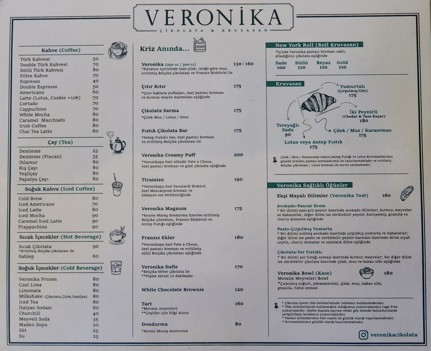Veronika Çikolata Kruvasan Acıbadem Menü Görseli