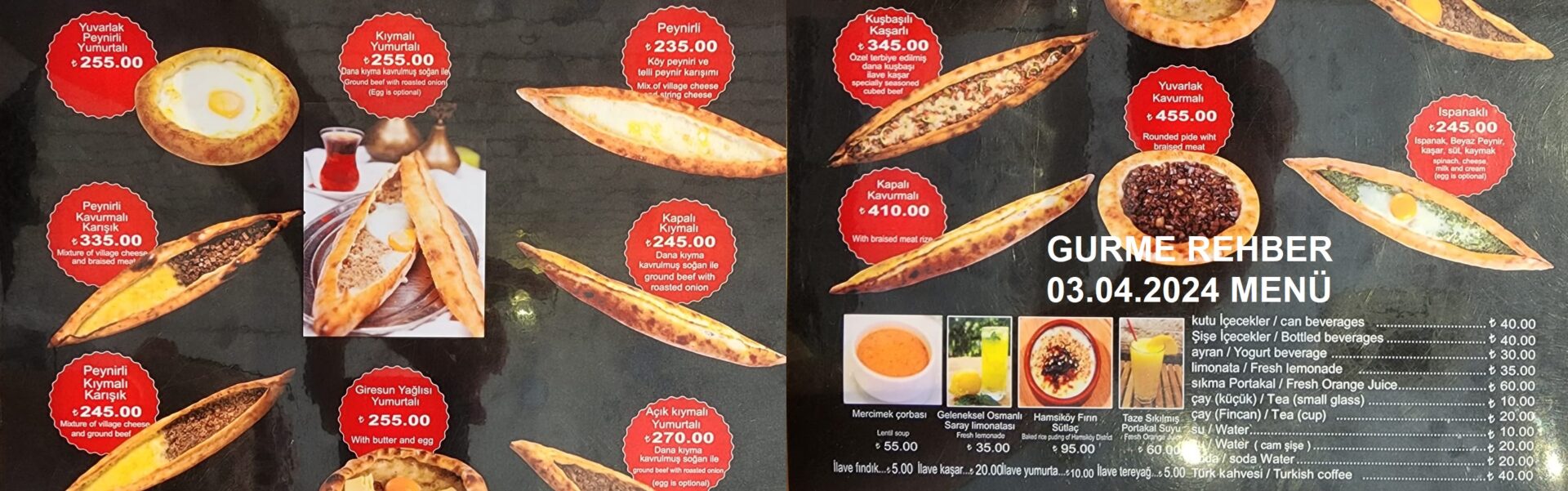 Haçapuri Karadeniz Pidesi Kadıköy Nisan 2024 Menü Görseli