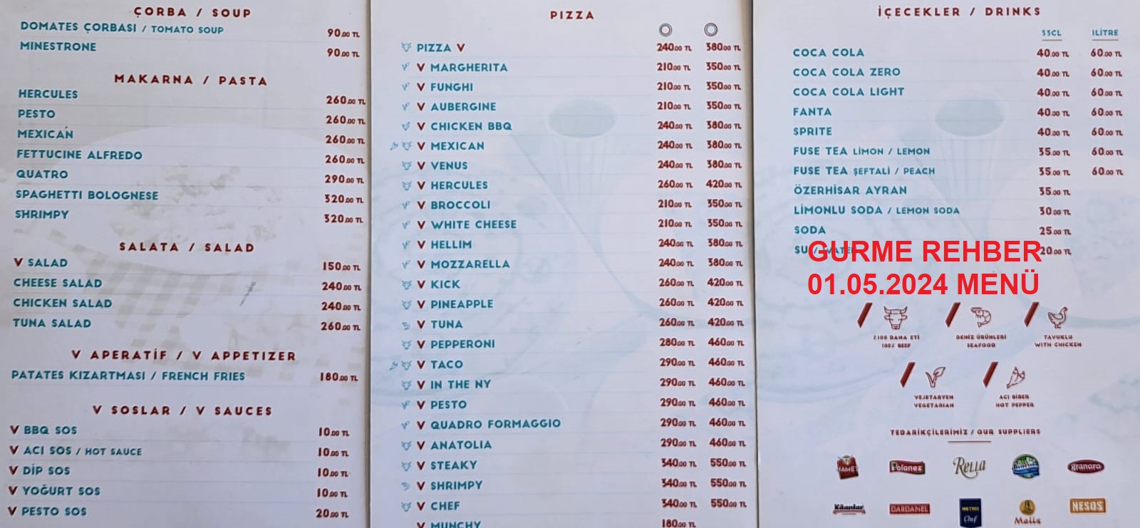 Pizza V Ataköy Mayıs 2024 Menü Görseli