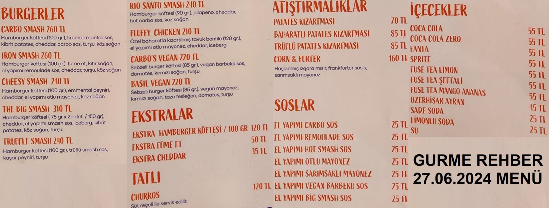 Carbo Smash Burger Kadıköy Haziran 2024 menü görseli