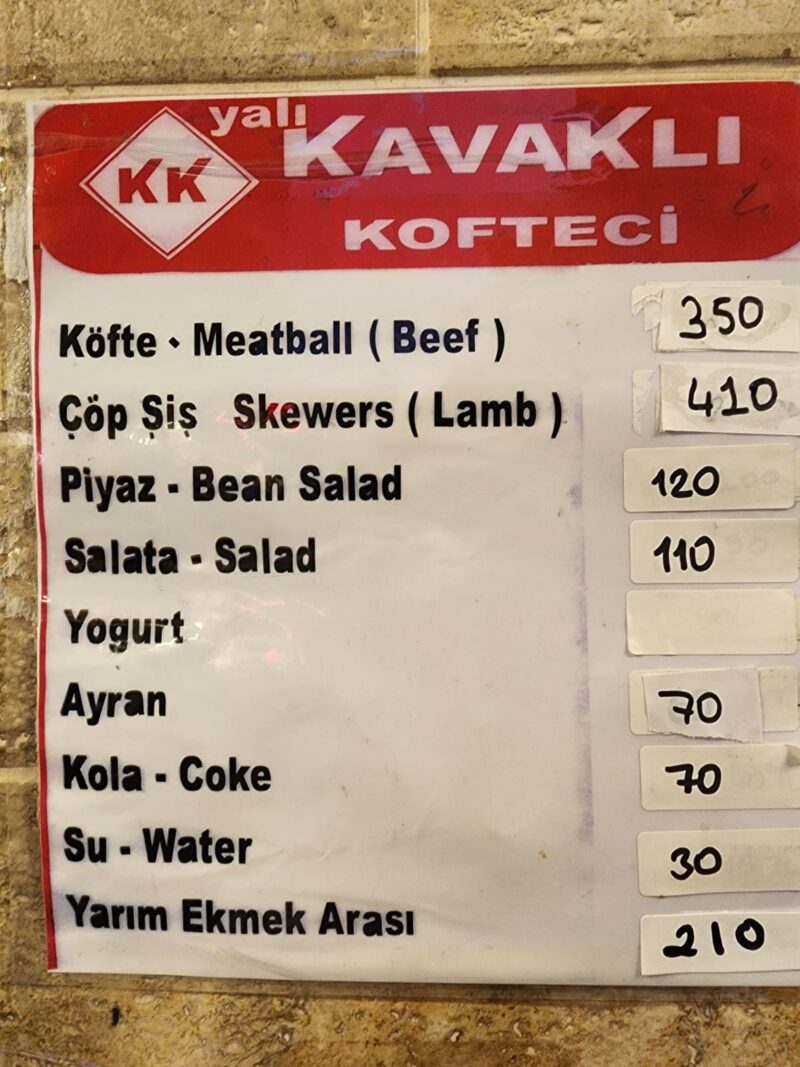 Kavaklı Köfteci Bodrum Yalıkavak Haziran 2024 Menü Görseli