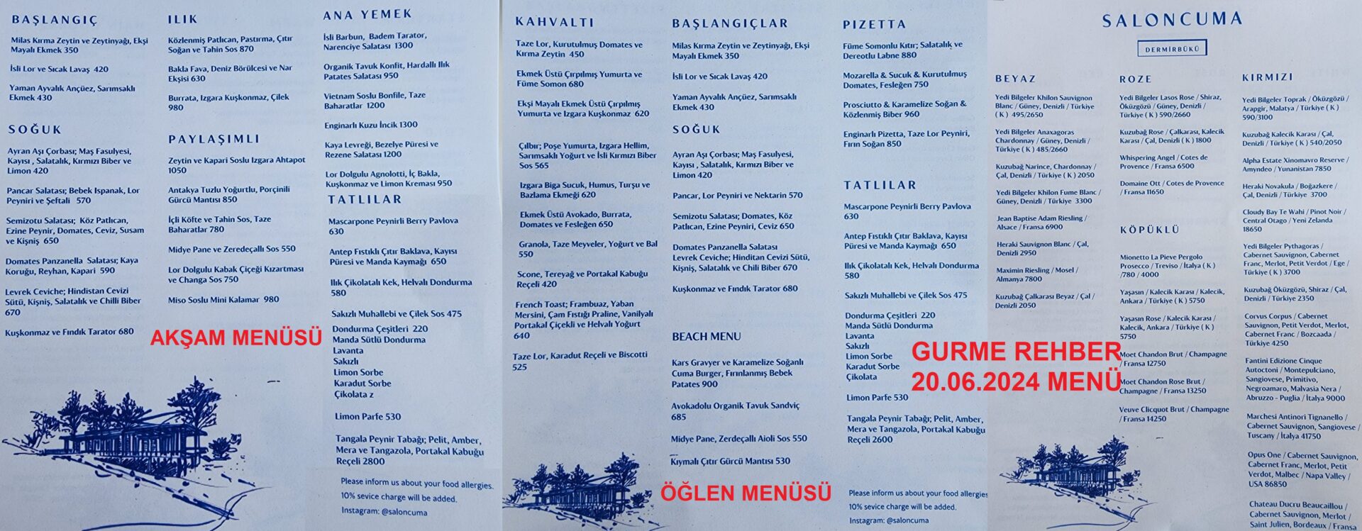 Salon Cuma Bodrum Demirbükü Haziran 2024 Menü Görseli