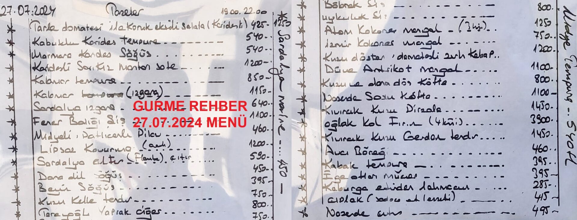 Nazende Cadde 27 Temmuz 2024 Menü Görseli