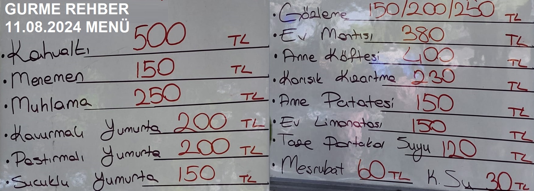 Sevalin Yeri Bodrum Ağustos 2024 Menü Görseli