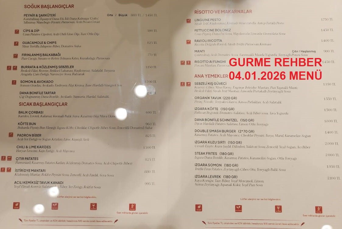 Bardot Beymen Zorlu Center Ocak 2026 Menü Görseli