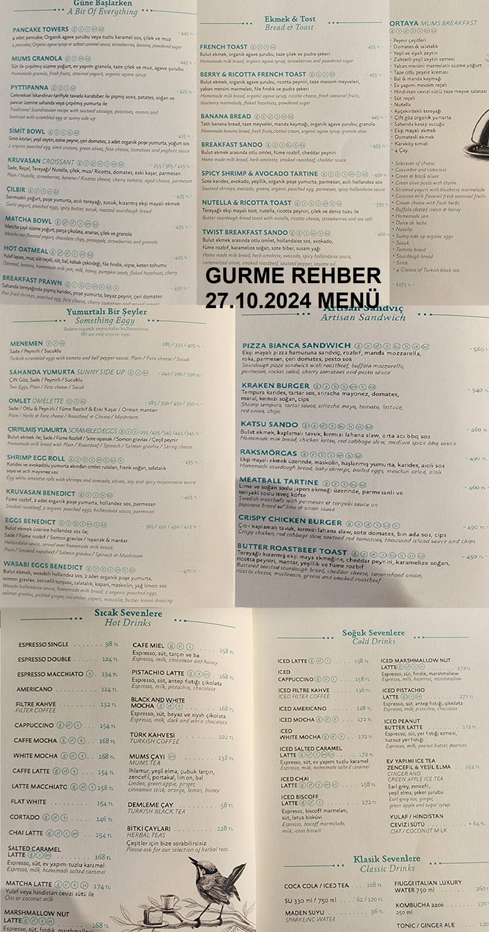 Mums Cafe Ekim 2024 Menü