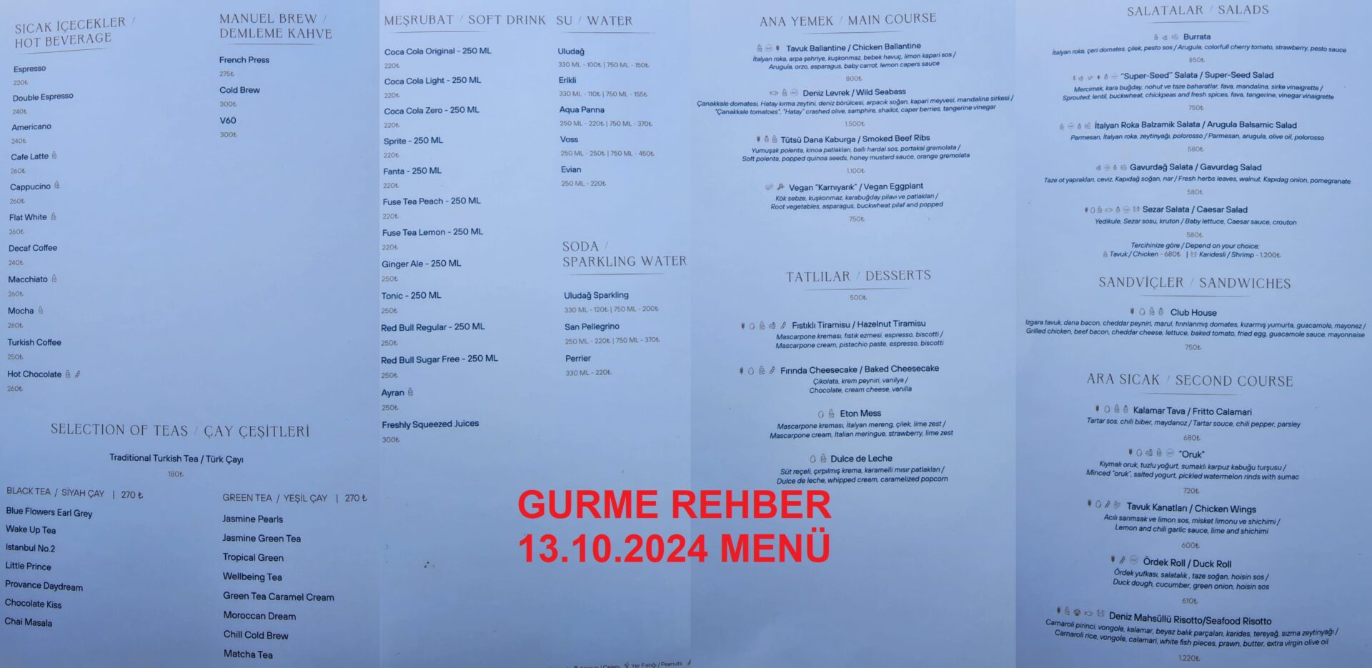 Rixos Tersane İstanbul Velena By The Sea Ekim 2024 Menü Görseli