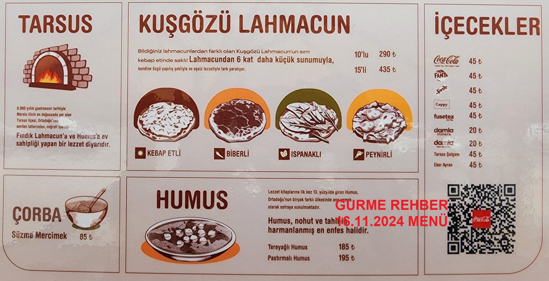 Kuşgözü Lahmacun Caddebostan Kasım 2024 Menü Görseli
