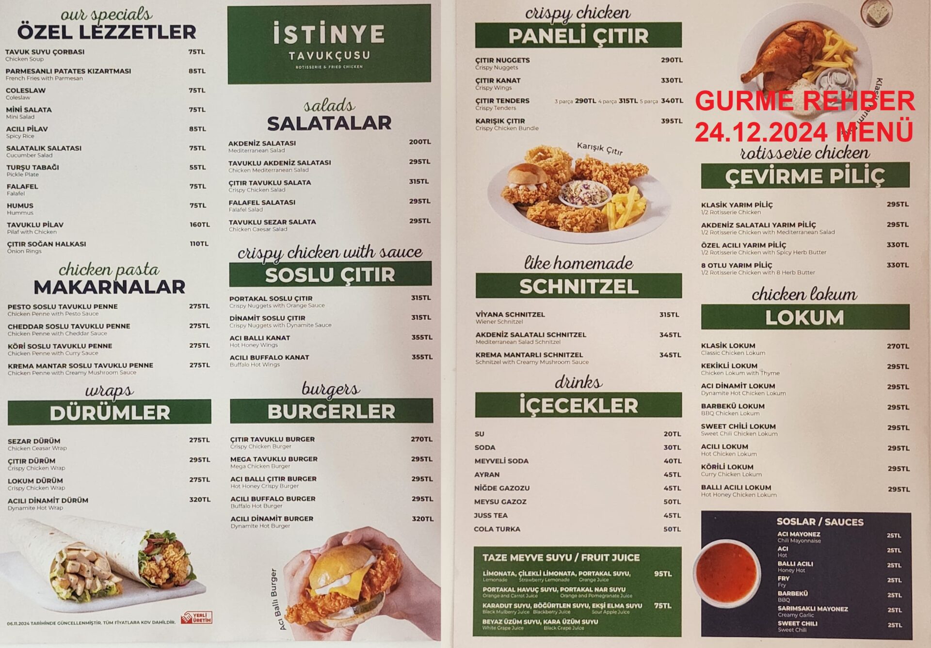 İstinye Tavukçusu Galataport Aralık 2024 Menü Görseli