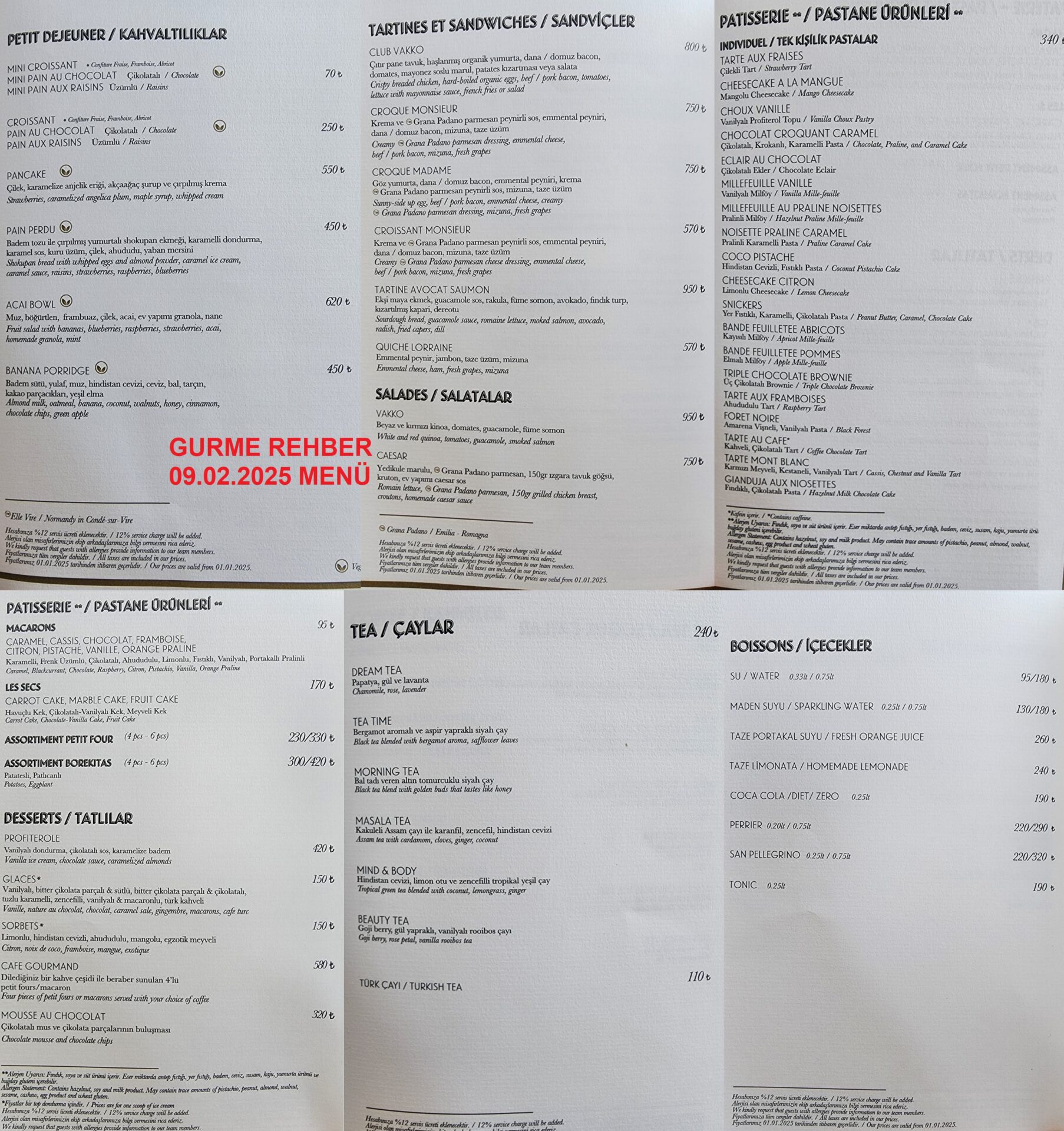 Vakko Latelier Sumahan Şubat 2025 Menü Görseli