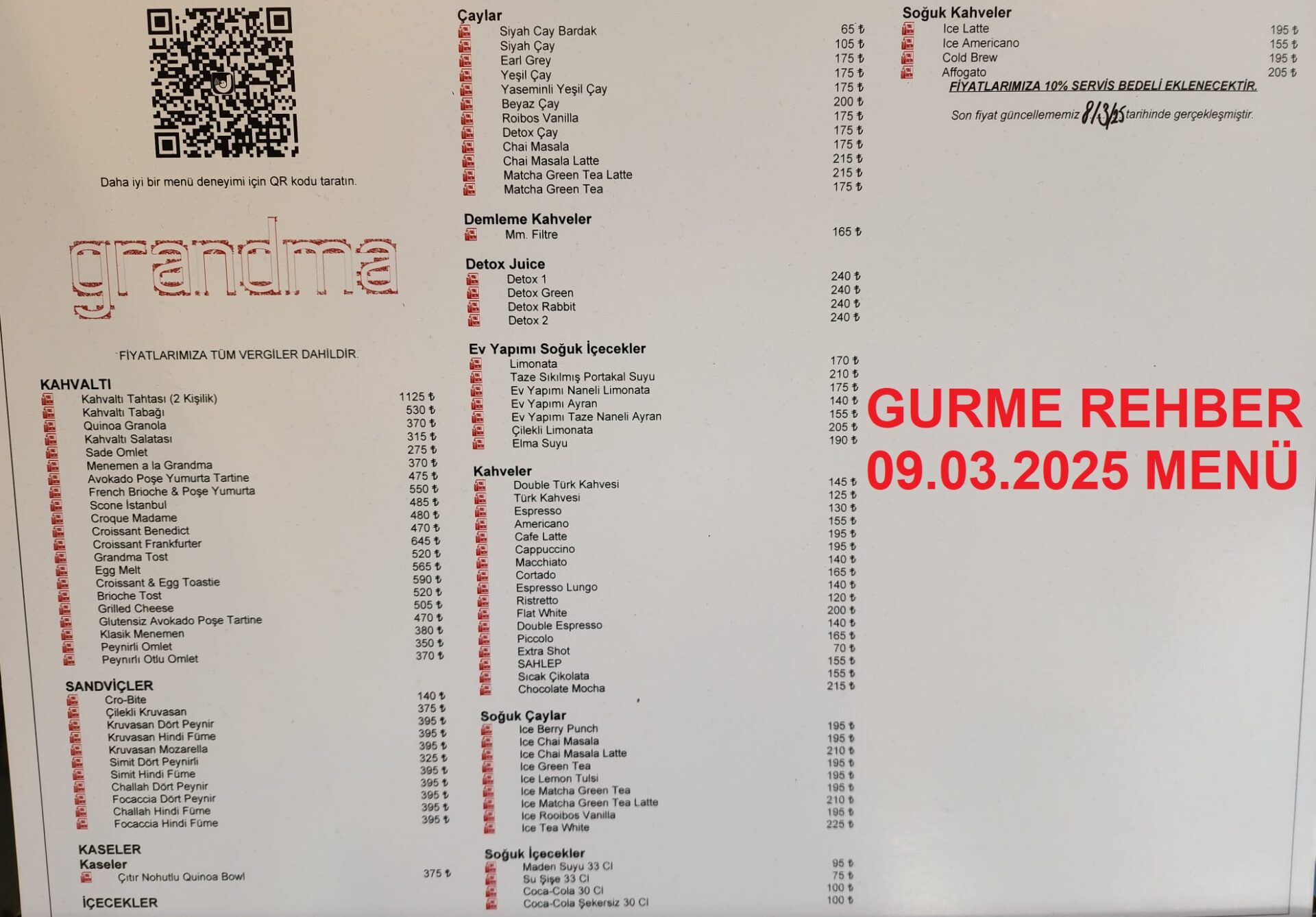 Grandma Etiler Mart 2025 Menü Görseli