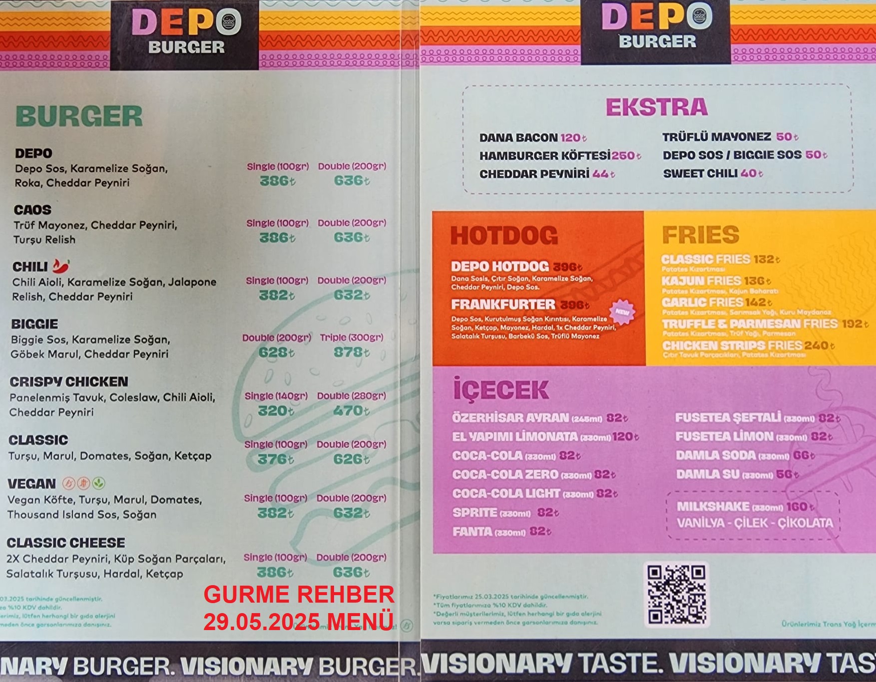 Depo Burger Caddebostan Mayıs 2025 Menü Görseli