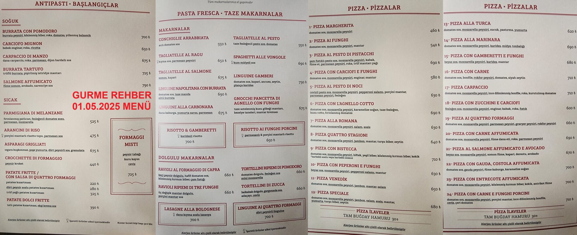 Pizza Venedik Mayıs 2025 Menü Görseli