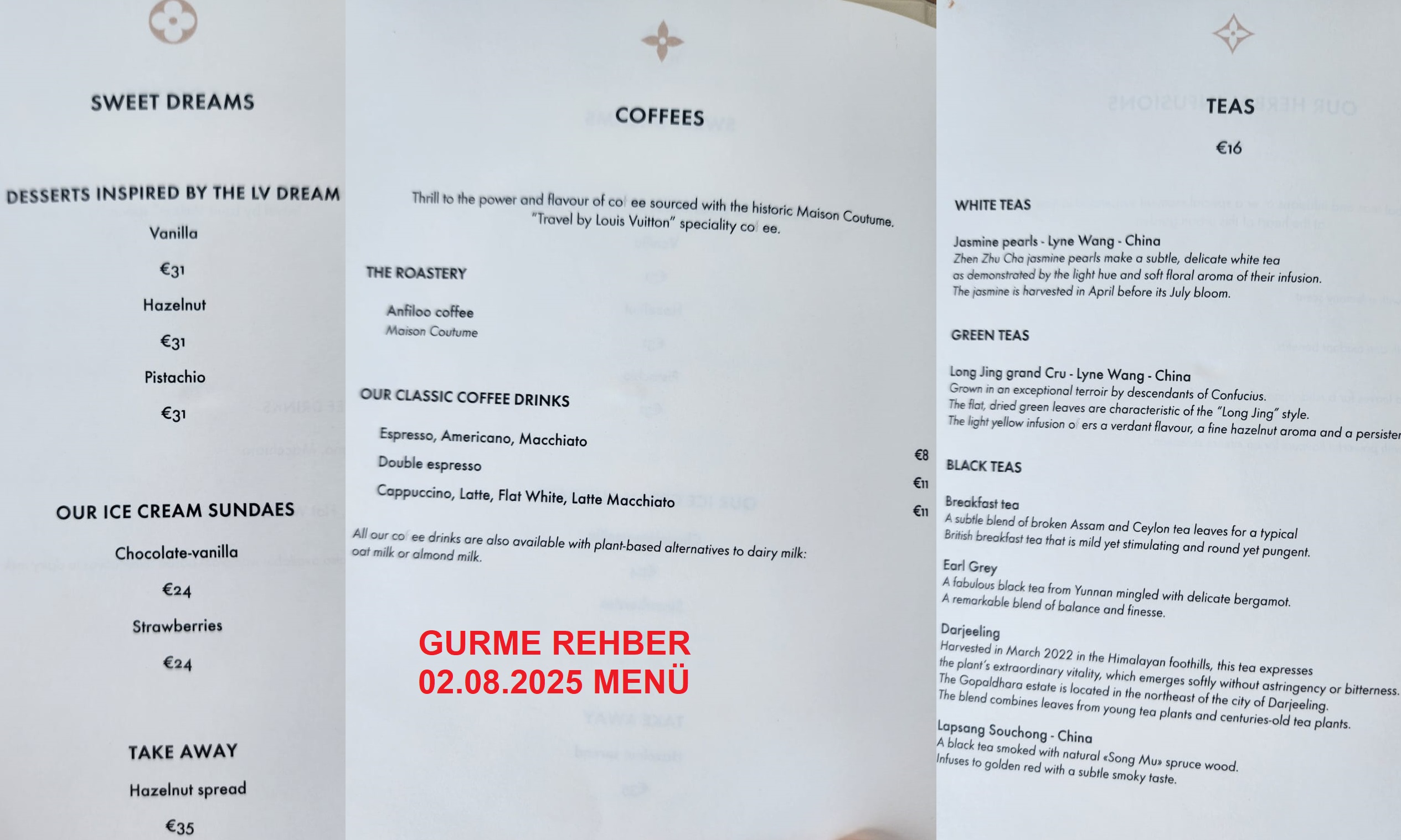 Louis Vuitton Café Saint Tropez Ağustos 2025 Menü Görseli