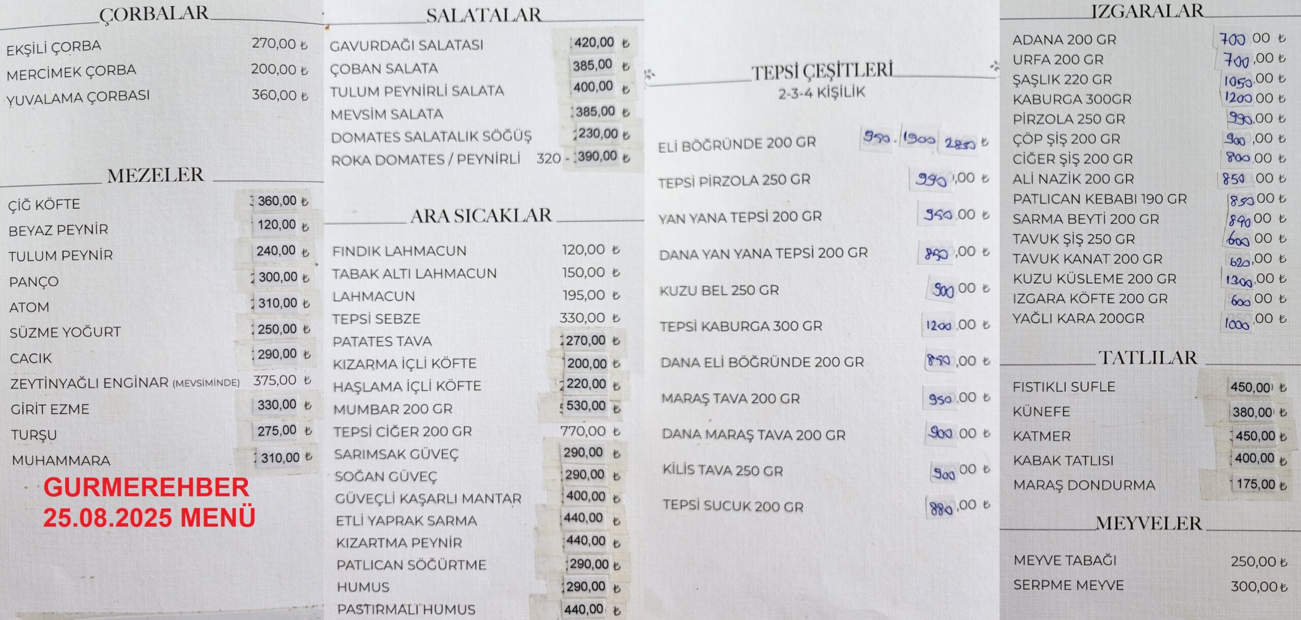 Tepsi Et Caddebostan Ağustos 2025 Menü Görseli