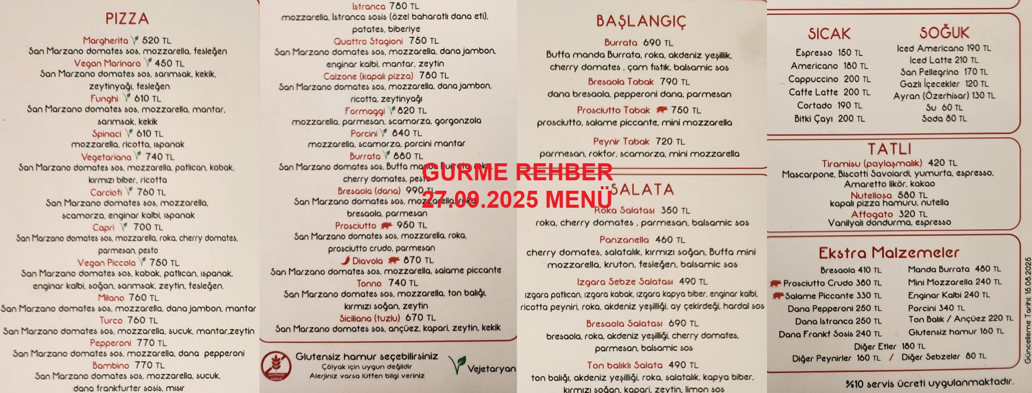 Piccola Pizzeria Arnavutköy Eylül 2025 Menü Görseli