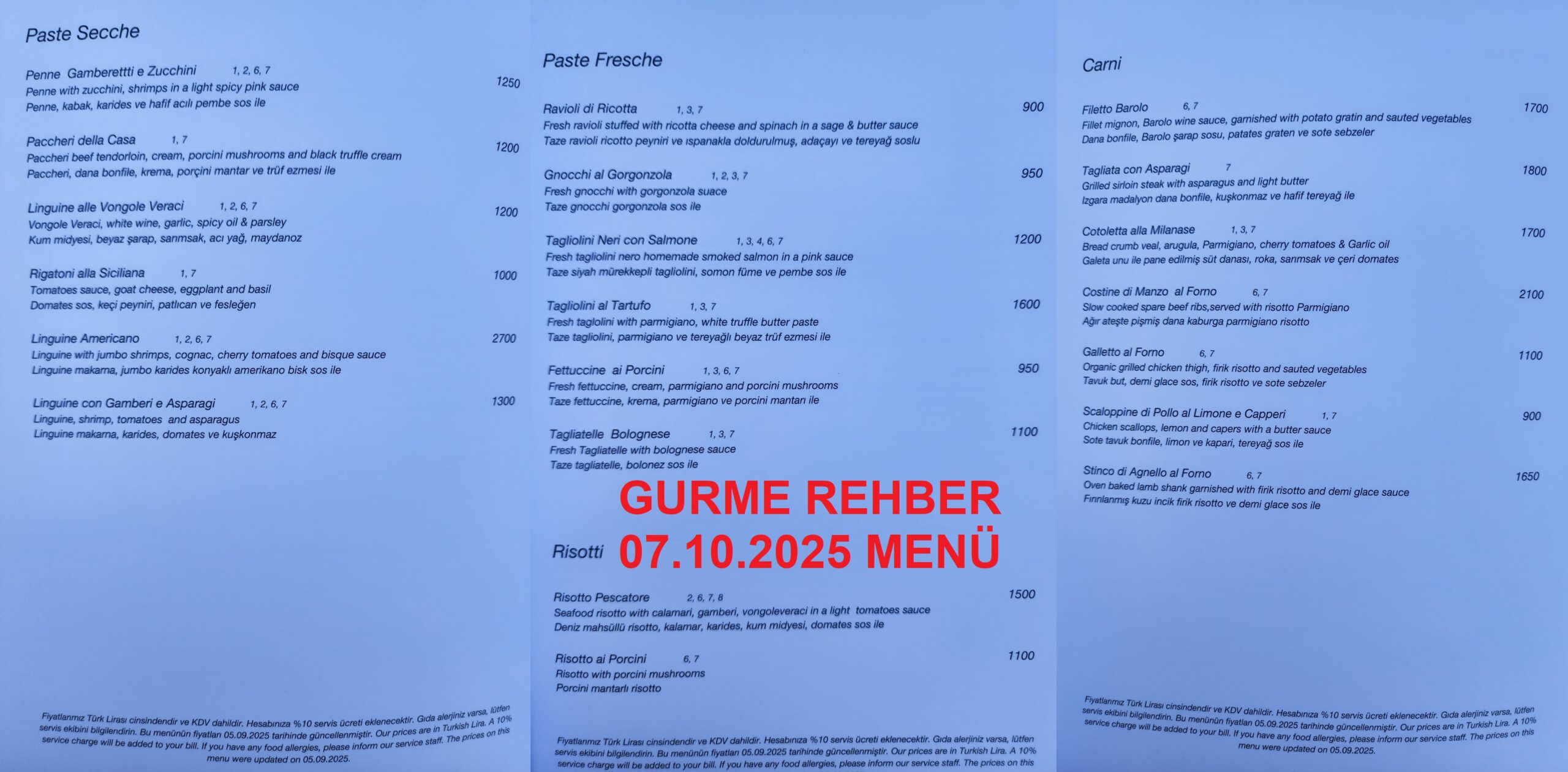 Arbor Ristorante Italiano Ekim 2025 Menü2
