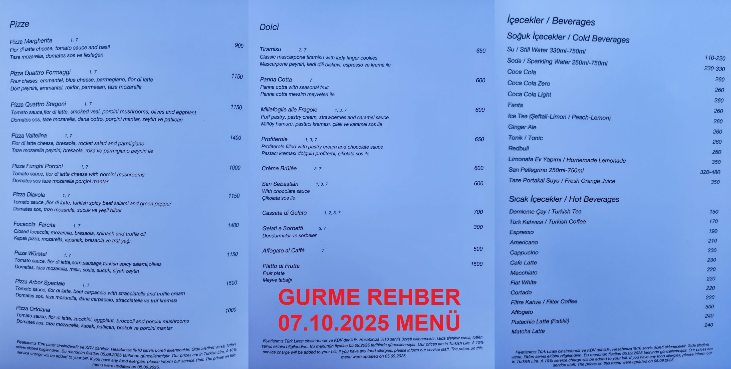 Arbor Ristorante Italiano Ekim 2025 Menü3