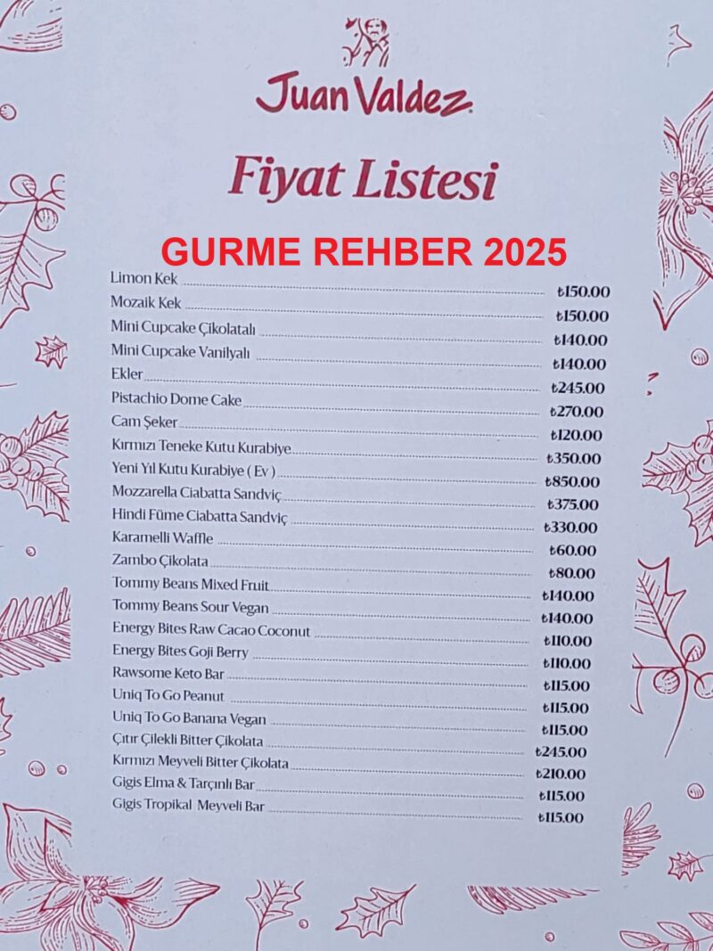 Zorlu Center Yılbaşı Festivali Juan Valdez Menü