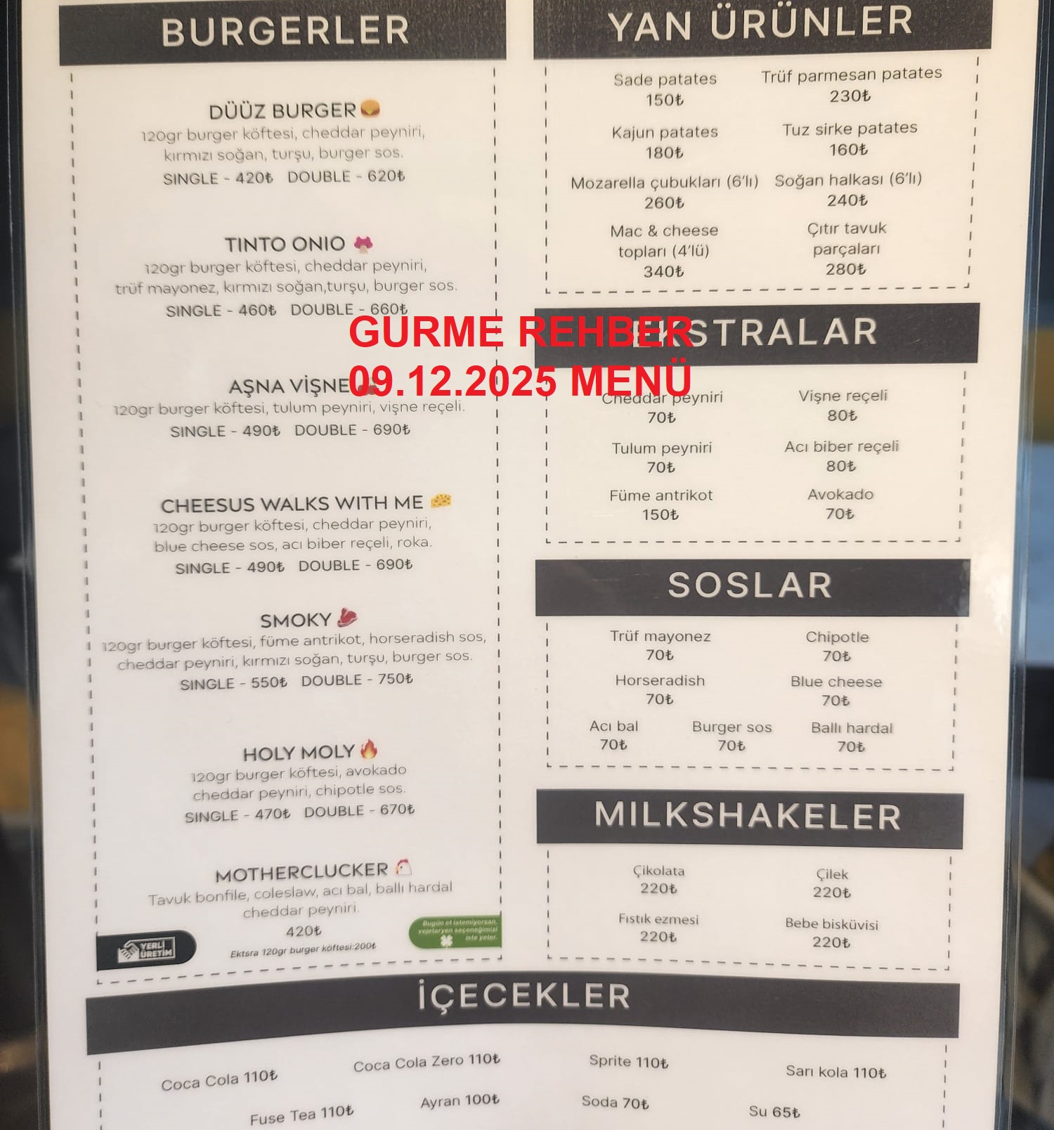 Cluster Cadde Aralık 2025 Menü Görseli