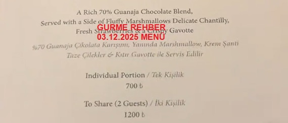 The Peninsula Lobby Cafe Sıcak Çikolata Menü Fiyatı