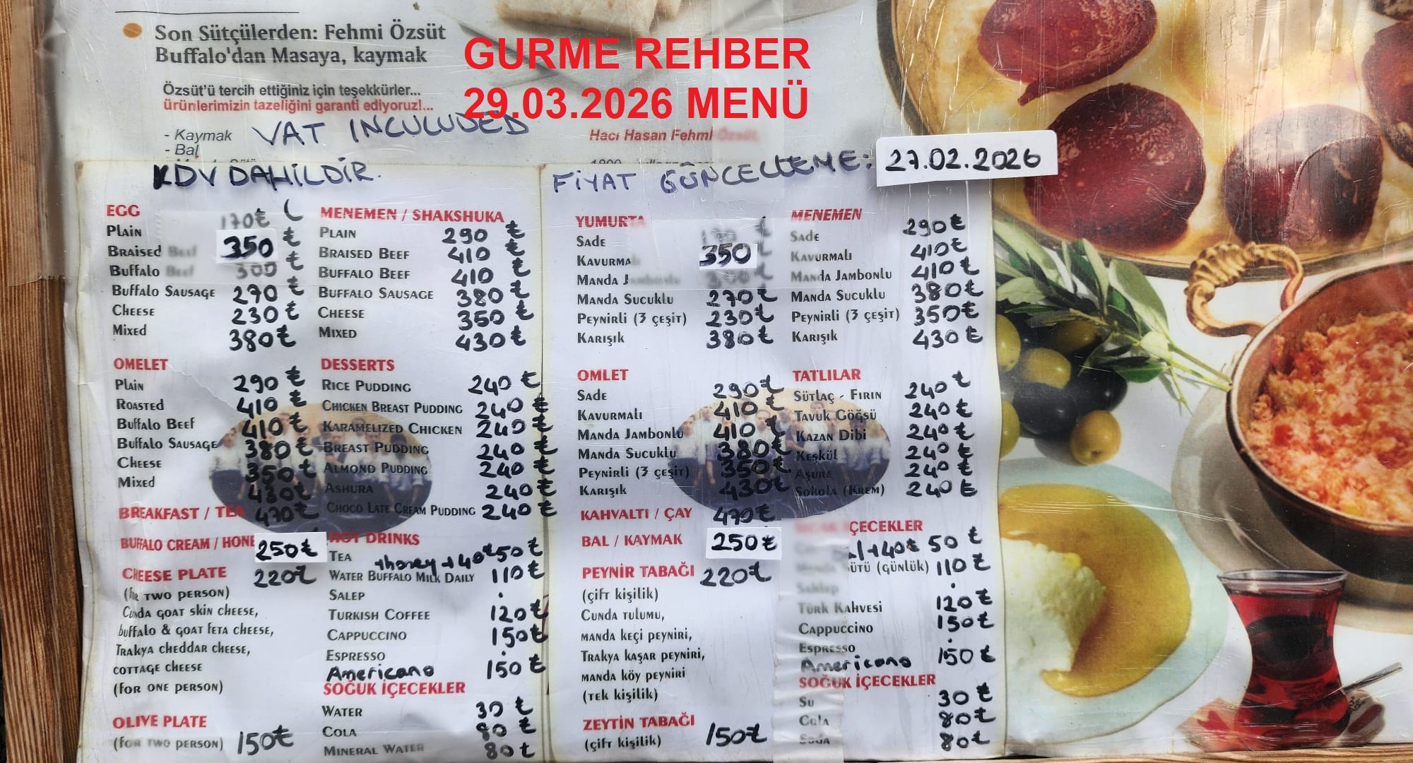 Hasan Fehmi Özsüt Karaköy Muhallebicisi Mart 2026 Menü Görseli