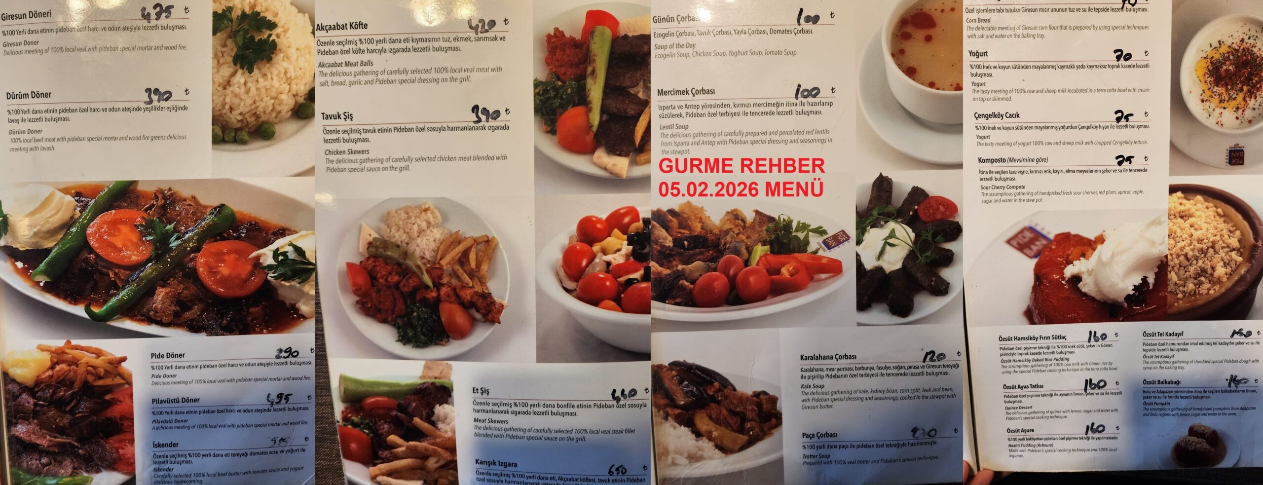 Pideban Pide Sarıyer Şubat 2026 Menü 2