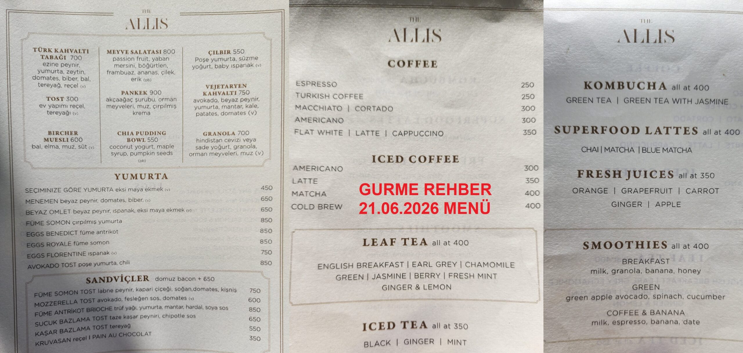 The Allis Soho House Haziran 2026 Menü Görseli