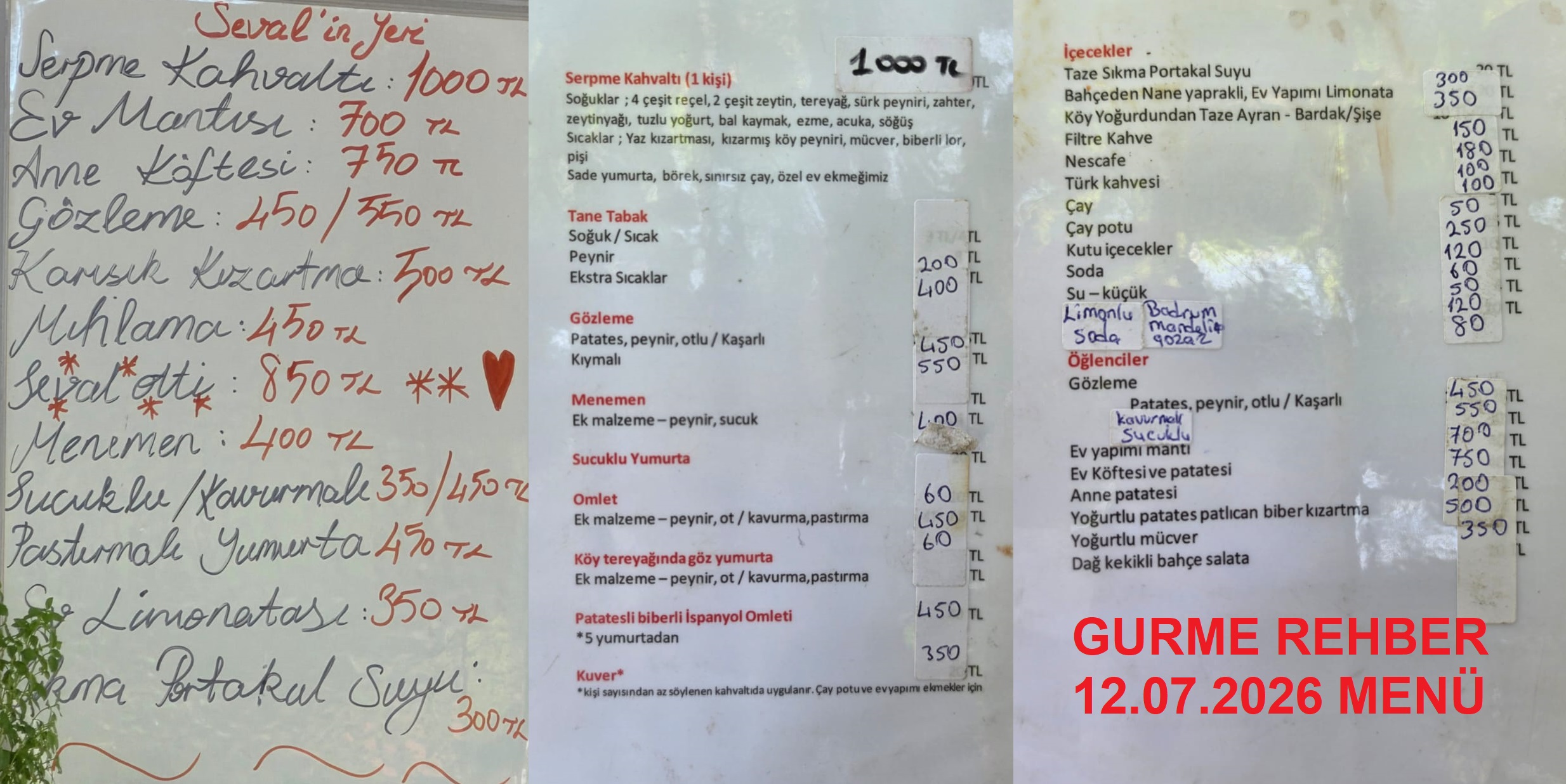 Sevalin Yeri Bodrum Temmuz 2026 Menü