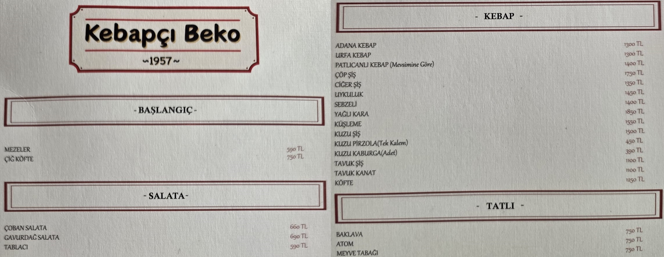 Kebapçı Beko Terminal Kadıköy Eylül 2026 Menü Görseli